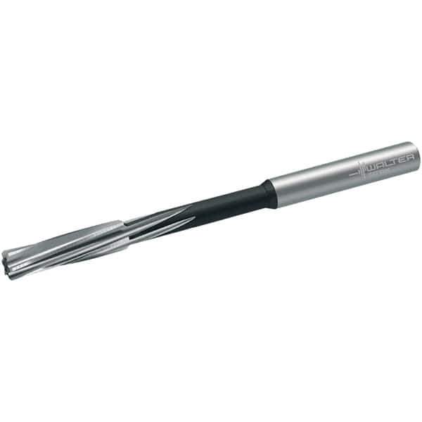 Walter-Titex - 9.8mm Cobalt 6 Flute Chucking Reamer - Spiral Flute, 10mm Straight Shank, 38mm Flute Length, 133mm OAL - Apex Tool & Supply