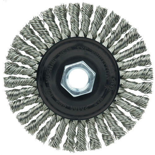 ‎Vortec Pro 4″ Knot Wire Wheel, Stringer Bead Twist, .020″ Stainless Steel Wire, 5/8″-11 UNC Nut - Apex Tool & Supply