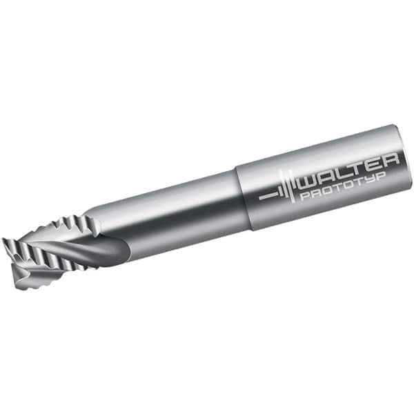 Walter-Prototyp - 6mm Diam, 10mm LOC, 3 Flute Solid Carbide Roughing Square End Mill - Uncoated, 63mm OAL, 8mm Shank Diam, Single End, Extended Reach, Centercutting, 40° Helix - Apex Tool & Supply