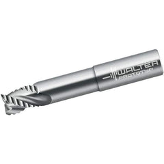 Walter-Prototyp - 6mm Diam, 10mm LOC, 3 Flute Solid Carbide Roughing Square End Mill - Uncoated, 63mm OAL, 8mm Shank Diam, Single End, Extended Reach, Centercutting, 40° Helix - Apex Tool & Supply