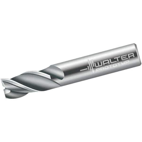 Walter-Prototyp - 12mm, 22mm LOC, 12mm Shank Diam, 83mm OAL, 3 Flute, Solid Carbide Square End Mill - Single End, Uncoated, Spiral Flute, 45° Helix, Centercutting, Right Hand Cut, Right Hand Flute - Apex Tool & Supply