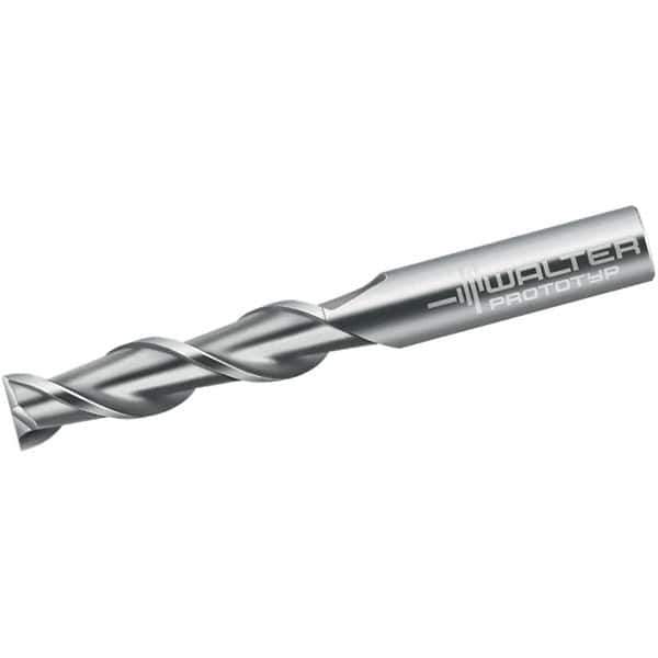 Walter-Prototyp - 16mm, 65mm LOC, 16mm Shank Diam, 130mm OAL, 2 Flute, Solid Carbide Square End Mill - Single End, Uncoated, Spiral Flute, 45° Helix, Centercutting, Right Hand Cut, Right Hand Flute - Apex Tool & Supply