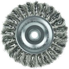 Vortec Pro 4″ Knot Wire Wheel, Standard Twist, .014″ Steel Fill, 1/2″-3/8″ Arbor Hole - Apex Tool & Supply
