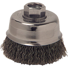Vortec Pro 3″ Crimped Wire Cup Brush, .014″ Steel Fill, 5/8″-11 UNC Nut - Apex Tool & Supply