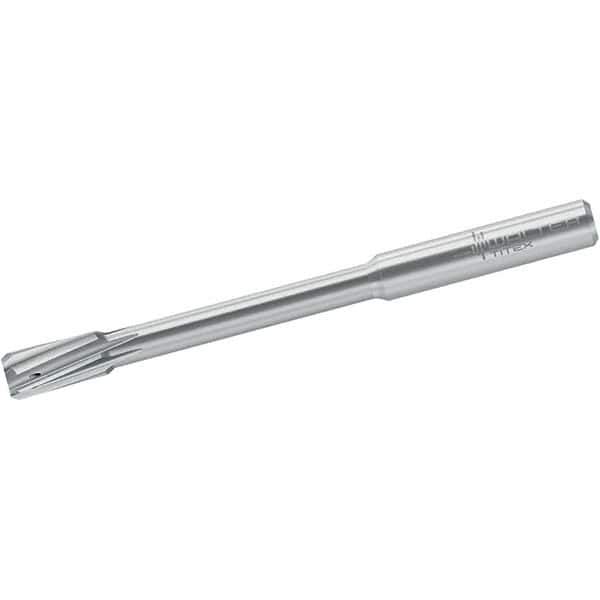 Walter-Titex - 17mm Solid Carbide 8 Flute Chucking Reamer - Spiral Flute, 18mm Straight Shank, 25mm Flute Length, 150mm OAL - Apex Tool & Supply