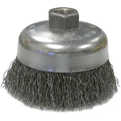 Vortec Pro 4″ Crimped Wire Cup Brush, .020″ Steel Fill, 5/8″-11 UNC Nut - Apex Tool & Supply