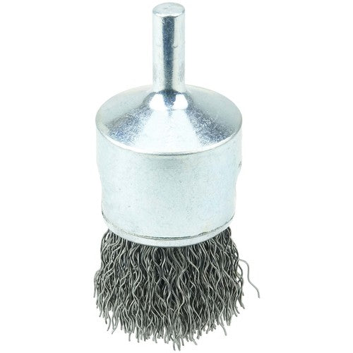 Vortec Pro 1″ Crimped Wire End Brush, .014″ Steel Fill, 1/4″ Stem - Apex Tool & Supply