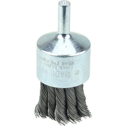 Vortec Pro 1″ Knot Wire End Brush, 1/4″ Stem, .020″ Steel Fill, 1/4″ Stem - Apex Tool & Supply