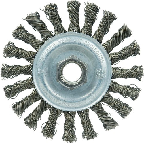 Vortec Pro 4″ Knot Wire Wheel, Cable Twist, .020″ Steel Fill, 5/8″-11 UNC Nut - Apex Tool & Supply