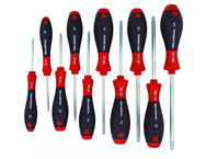 10 Piece - T7s; T8s; T9s; T10s; T20s; T25s; T27s; T30s; T40s Security - Torx SoftFinish® Cushion Grip Screwdriver Set - Apex Tool & Supply