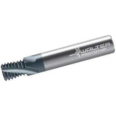 Walter-Prototyp - 0.2953" Cutting Diam, 4 Flute, Solid Carbide Helical Flute Thread Mill - Internal Thread, 15mm LOC, 58mm OAL, 8mm Shank Diam - Apex Tool & Supply