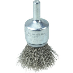 Vortec Pro 3/4″ Crimped Wire End Brush, .006″Stainless Steel Fill, 1/4″ Stem - Apex Tool & Supply