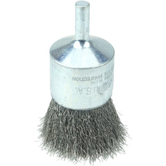 Vortec Pro 1″ Crimped Wire End Brush, .006″ Stainless Steel Fill, 1/4″ Stem - Apex Tool & Supply