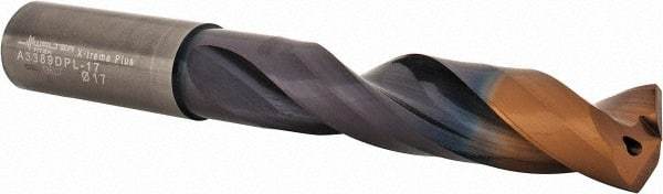 Walter-Titex - 17mm 140° Solid Carbide Jobber Drill - Double Coating Finish, Right Hand Cut, Spiral Flute, Straight Shank, 143mm OAL, X-treme Plus Point - Apex Tool & Supply
