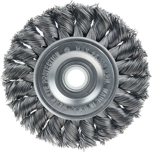 Vortec Pro 3″ Knot Wire Wheel, Standard Twist, .014″ , 1/2″-3/8″ Arbor Hole, Steel Wire - Apex Tool & Supply