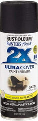 Rust-Oleum - Canyon Black, Satin, Enamel Spray Paint - 8 to 12 Sq Ft per Can, 12 oz Container - Apex Tool & Supply