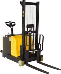 Vestil - 2,000 Lb Capacity, 62" Lift Height, Battery Powered Stacker - 2" Lowered Height, 36-1/4" Fork Length, 36" Overall Width - Apex Tool & Supply