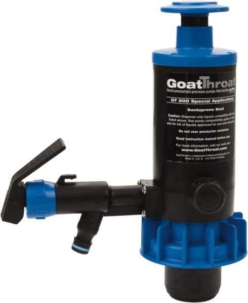 GoatThroat Pumps - 3/8" Outlet, 4 GPM, Polypropylene Hand Operated Transfer Pump - 56" OAL, For up to 55 Gal Drums, For Antifreeze, Caustics, Light Weight Liquids, Wetting Agents & Soaps - Apex Tool & Supply