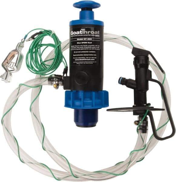 GoatThroat Pumps - 3/8" Outlet, 4 GPM, Polypropylene Hand Operated Transfer Pump - 56" OAL, For up to 55 Gal Drums, For Class I & II Flammable & Combustible Liquids - Apex Tool & Supply