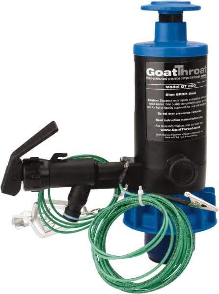 GoatThroat Pumps - 3/8" Outlet, 4 GPM, Polypropylene Hand Operated Transfer Pump - 56" OAL, For up to 55 Gal Drums, For Class I & II Flammable & Combustible Liquids - Apex Tool & Supply