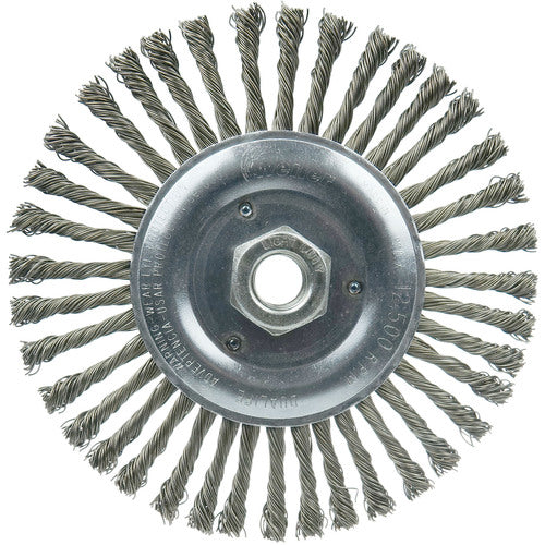 Vortec Pro 6″ Knot Wire Wheel, Stringer Bead Twist, .020″ Steel Fill, 5/8″-11 UNC Nut (Light Duty) - Apex Tool & Supply
