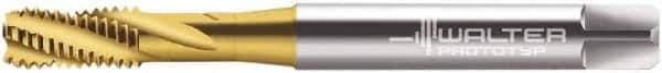 Walter-Prototyp - M10x1.50 Metric 5 Flute 6HX Bottoming Spiral Flute Tap - Cobalt, TiN Finish, 100mm OAL, Right Hand Flute, Right Hand Thread, Series 2051315 - Apex Tool & Supply