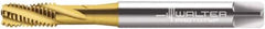 Walter-Prototyp - M10x1.50 Metric 5 Flute 6HX Bottoming Spiral Flute Tap - Cobalt, TiN Finish, 100mm OAL, Right Hand Flute, Right Hand Thread, Series 2051315 - Apex Tool & Supply
