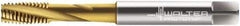 Walter-Prototyp - M10x1.50 Metric 3 Flute 6H Modified Bottoming Spiral Flute Tap - Cobalt, TiN Finish, 100mm OAL, Right Hand Flute, Right Hand Thread, Series 2041215 - Apex Tool & Supply