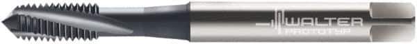 Walter-Prototyp - M6x1.00 Metric 3 Flute 6H Modified Bottoming Spiral Flute Tap - Cobalt, TiCN Finish, 80mm OAL, Right Hand Flute, Right Hand Thread, Series 2041006 - Apex Tool & Supply