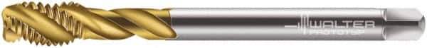 Walter-Prototyp - M16x2.00 Metric 4 Flute 6H Modified Bottoming Spiral Flute Tap - Cobalt, TiN Finish, 110mm OAL, Right Hand Flute, Right Hand Thread, Series 7056775 - Apex Tool & Supply