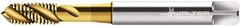 Walter-Prototyp - 3/8-24 UNF 3 Flute 2B Semi-Bottoming Spiral Flute Tap - High Speed Steel, TiN Finish, 100mm OAL, Right Hand Flute, Right Hand Thread, Series TC115 - Exact Industrial Supply