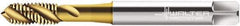 Walter-Prototyp - #10-32 UNF 3 Flute 2B Modified Bottoming Spiral Flute Tap - Cobalt, TiN Finish, 70mm OAL, Right Hand Flute, Right Hand Thread, Series P2351905 - Exact Industrial Supply