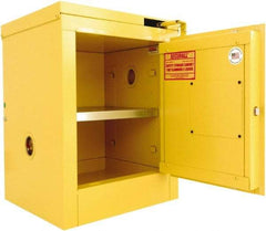 Securall Cabinets - 1 Door, 1 Shelf, Yellow Steel Standard Safety Cabinet for Flammable and Combustible Liquids - 24" High x 17" Wide x 17" Deep, Self Closing Door, 3 Point Key Lock, 4 Gal Capacity - Apex Tool & Supply