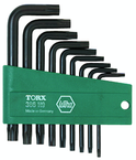 9 Piece - T8s; T9s; T10s; T15s; T20s; T25s; T27s; T30s; T40s - Black Finish Security - Torx Short Arm L-Key Set - Apex Tool & Supply
