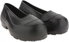 Winter Walking - Men's 2XL (Women's XL) Chemical Resistant Overshoes - 4" High, Plain Toe, Cleated Sole, Polyurethane Upper, Black - Apex Tool & Supply