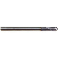 Emuge - 6mm Diam, 10mm LOC, 2 Flute Solid Carbide Ball End Mill - TiAlN Finish, Single End, 100mm OAL, 6mm Shank Diam, Ball Flute - Apex Tool & Supply