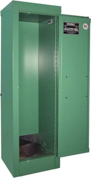 Securall Cabinets - 1 Door, Green Steel Standard Safety Cabinet for Flammable and Combustible Liquids - 44" High x 14" Wide x 13-5/8" Deep, Manual Closing Door, 3 Point Key Lock, D, E Cylinder Capacity - Apex Tool & Supply