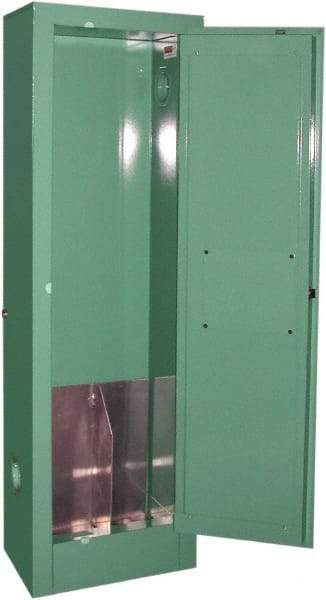 Securall Cabinets - 1 Door, Green Steel Standard Safety Cabinet for Flammable and Combustible Liquids - 44" High x 14" Wide x 9" Deep, Manual Closing Door, 3 Point Key Lock, D, E Cylinder Capacity - Apex Tool & Supply
