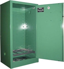 Securall Cabinets - 1 Door, Green Steel Standard Safety Cabinet for Flammable and Combustible Liquids - 44" High x 23" Wide x 18" Deep, Manual Closing Door, 3 Point Key Lock, D, E Cylinder Capacity - Apex Tool & Supply