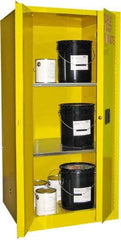 Securall Cabinets - 2 Door, 2 Shelf, Yellow Steel Standard Safety Cabinet for Flammable and Combustible Liquids - 65" High x 31" Wide x 31" Deep, Manual Closing Door, 3 Point Key Lock, 60 Gal Capacity - Apex Tool & Supply