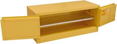 Securall Cabinets - 2 Door, 1 Shelf, Yellow Steel Stackable Safety Cabinet for Flammable and Combustible Liquids - 18" High x 43" Wide x 18" Deep, Manual Closing Door, 3 Point Key Lock, 12 Gal Capacity - Apex Tool & Supply