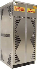 Securall Cabinets - 2 Door, Silver Aluminum Standard Safety Cabinet for Flammable and Combustible Liquids - 65" High x 60" Wide x 32" Deep, Manual Closing Door, Padlockable Hasp, Vertical Cylinder Capacity - Apex Tool & Supply