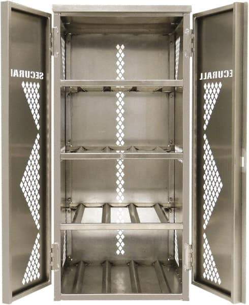 Securall Cabinets - 2 Door, 2 Shelf, Yellow Steel Standard Safety Cabinet for Flammable and Combustible Liquids - 33" High x 43" Wide x 32" Deep, Manual Closing Door, Padlockable Hasp, 20 or 33 Lb Cylinder Capacity - Apex Tool & Supply