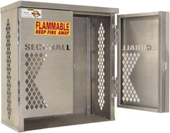 Securall Cabinets - 1 Door, 1 Shelf, Yellow Steel Standard Safety Cabinet for Flammable and Combustible Liquids - 33" High x 31" Wide x 16" Deep, Manual Closing Door, Padlockable Hasp, 20 or 33 Lb Cylinder Capacity - Apex Tool & Supply