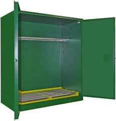 Securall Cabinets - 2 Door, 1 Shelf, Green Steel Standard Safety Cabinet for Flammable and Combustible Liquids - 65" High x 56" Wide x 31" Deep, Manual Closing Door, 3 Point Key Lock, 120 Gal Capacity - Apex Tool & Supply