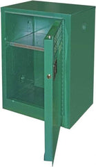 Securall Cabinets - 1 Door, 1 Shelf, Green Steel Standard Safety Cabinet for Flammable and Combustible Liquids - 35" High x 24" Wide x 18" Deep, Manual Closing Door, 3 Point Key Lock, 12 Gal Capacity - Apex Tool & Supply