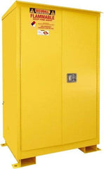 Securall Cabinets - 2 Door, 2 Shelf, Yellow Steel Standard Safety Cabinet for Flammable and Combustible Liquids - 69" High x 43" Wide x 31" Deep, Manual Closing Door, 3 Point Key Lock, 90 Gal Capacity - Apex Tool & Supply