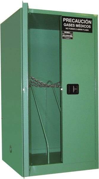 Securall Cabinets - 2 Door, Green Steel Standard Safety Cabinet for Flammable and Combustible Liquids - 65" High x 34" Wide x 34" Deep, Manual Closing Door, 3 Point Key Lock, H Cylinder Capacity - Apex Tool & Supply