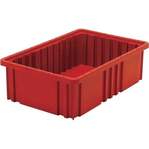 Quantum Storage - 40 Lb Load Capacity Red Polypropylene Dividable Container - Stacking, 5" Long x 10.9" Wide x 16-1/2" High - Apex Tool & Supply