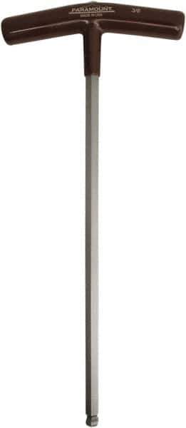 Paramount - 3/8" Hex, T-Handle Cushion Grip, Ball End Hex Key - 11-51/64" OAL, Protanium High Torque Steel, Inch System of Measurement - Apex Tool & Supply